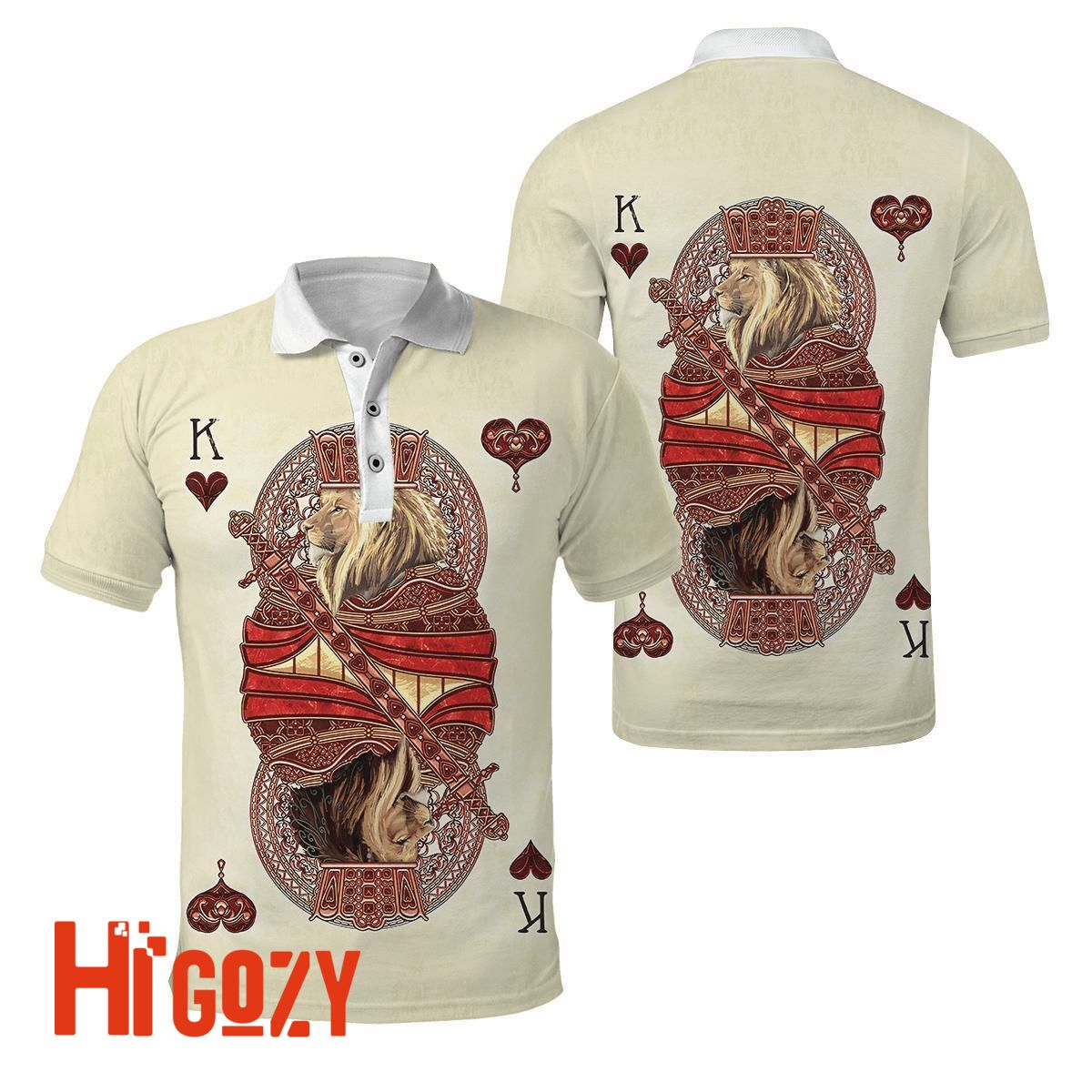 The King Club Lion Poker Polo 3D All Over Printed Unisex Shirts