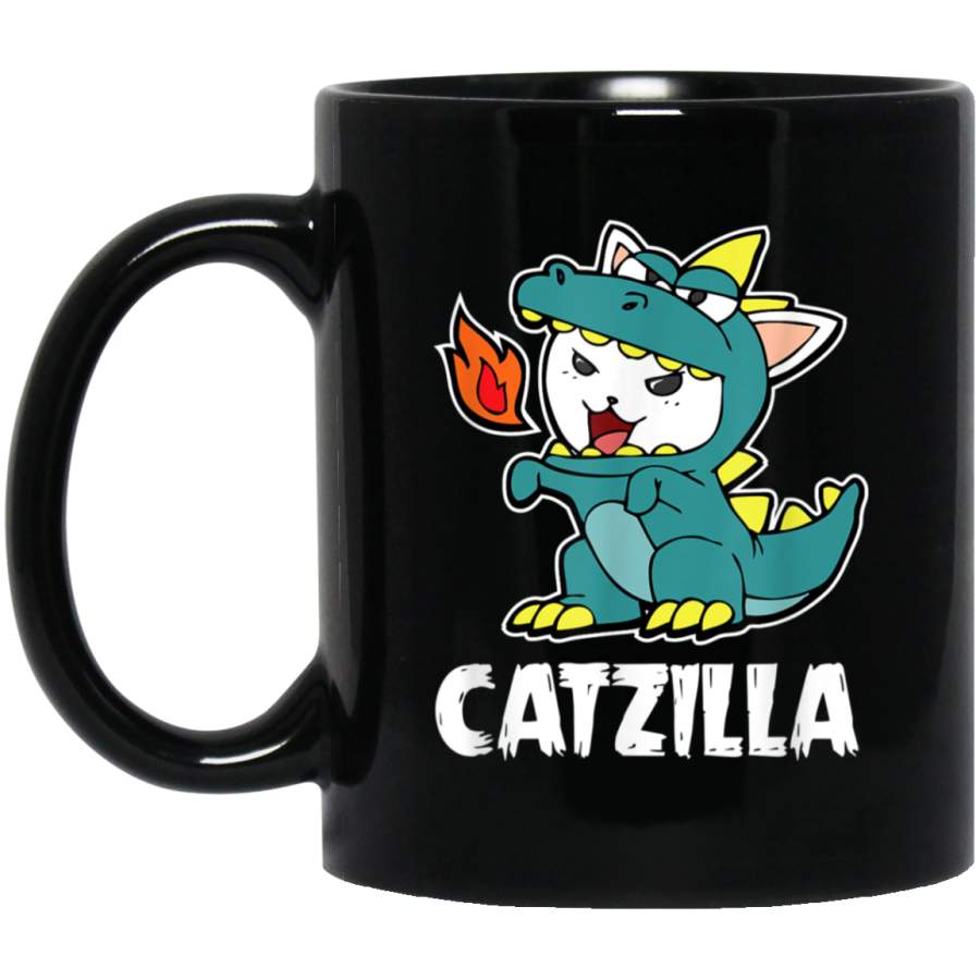 Catzilla Halloween Costume Dragon Monster Kitten Cats Lover Black Mug