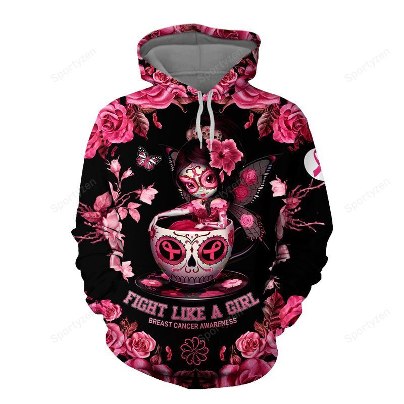 Red Rose Fight Like A Girl Breast Cancer Hoodie 3D #Kv