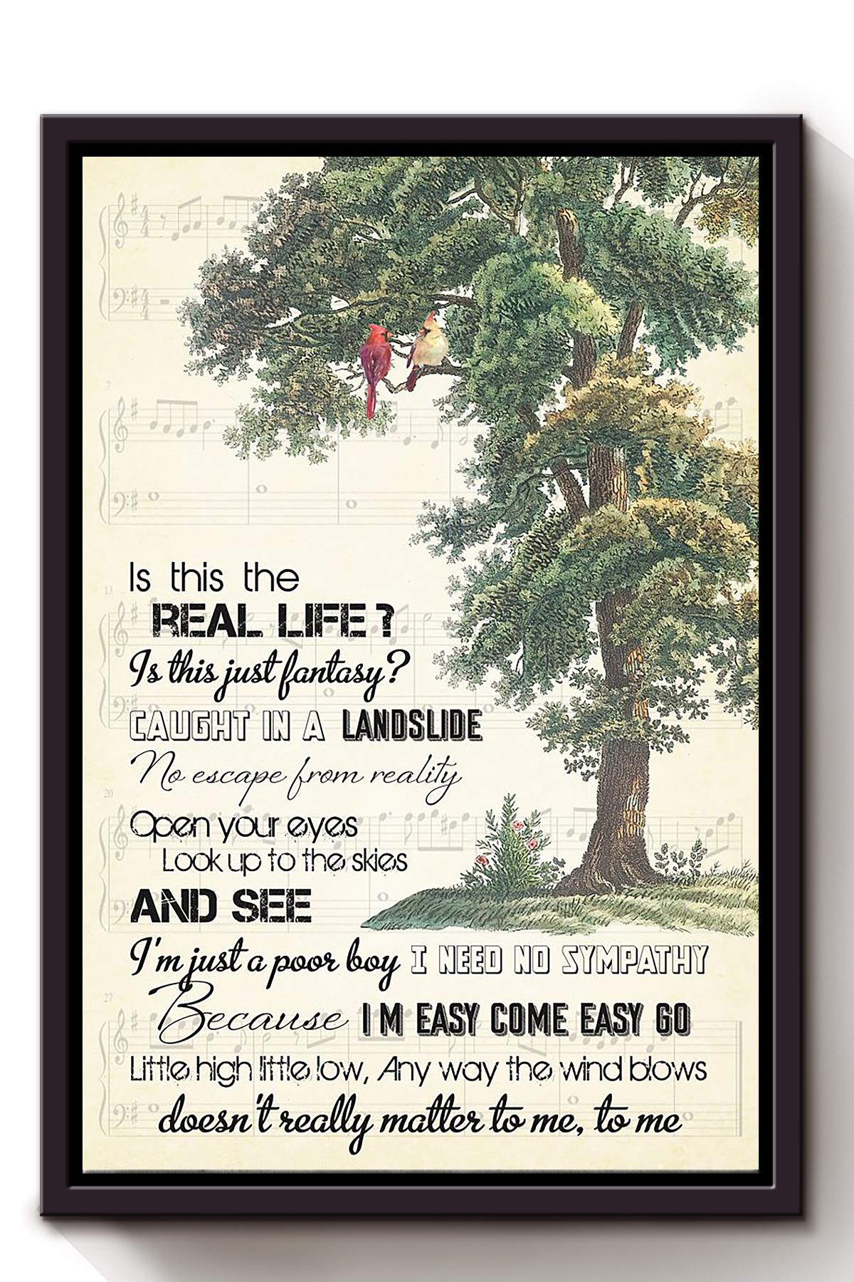 Bohemian Rhapsody Lyrics Vintage Tree Wall Art For Queen Fan Home Decor Framed Matte Canvas