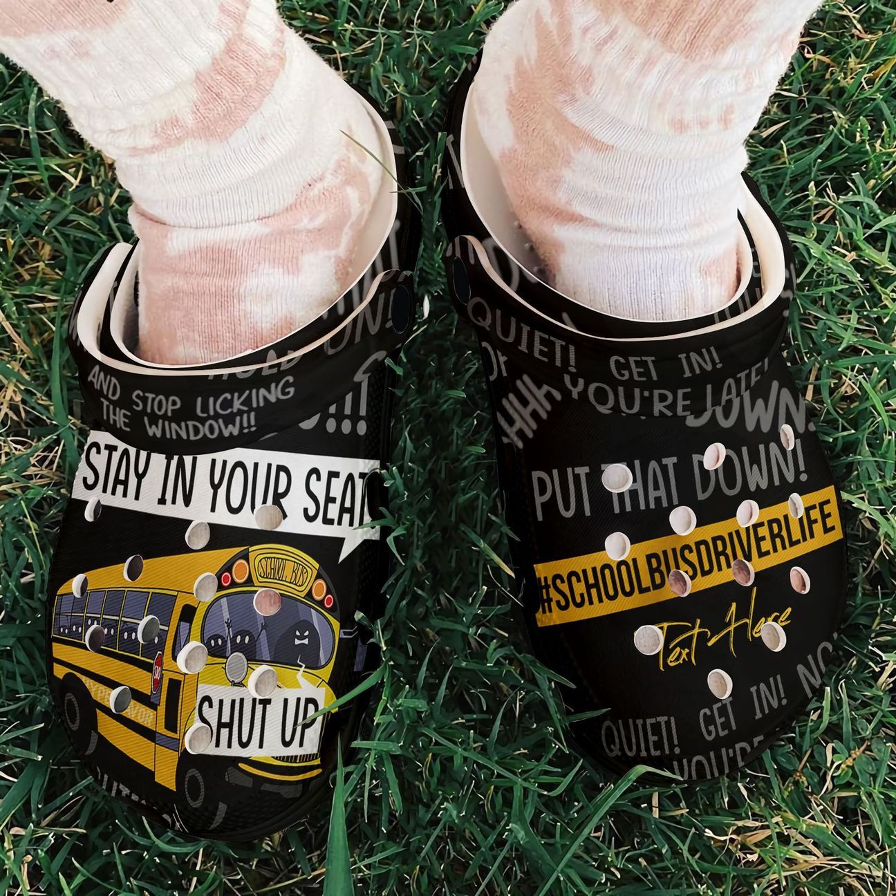 School Bus Driver Personalized Clog, Custom Name, Text, Color, Number Fashion Style For Women, Men, Kid, Print 3D Rush Hour