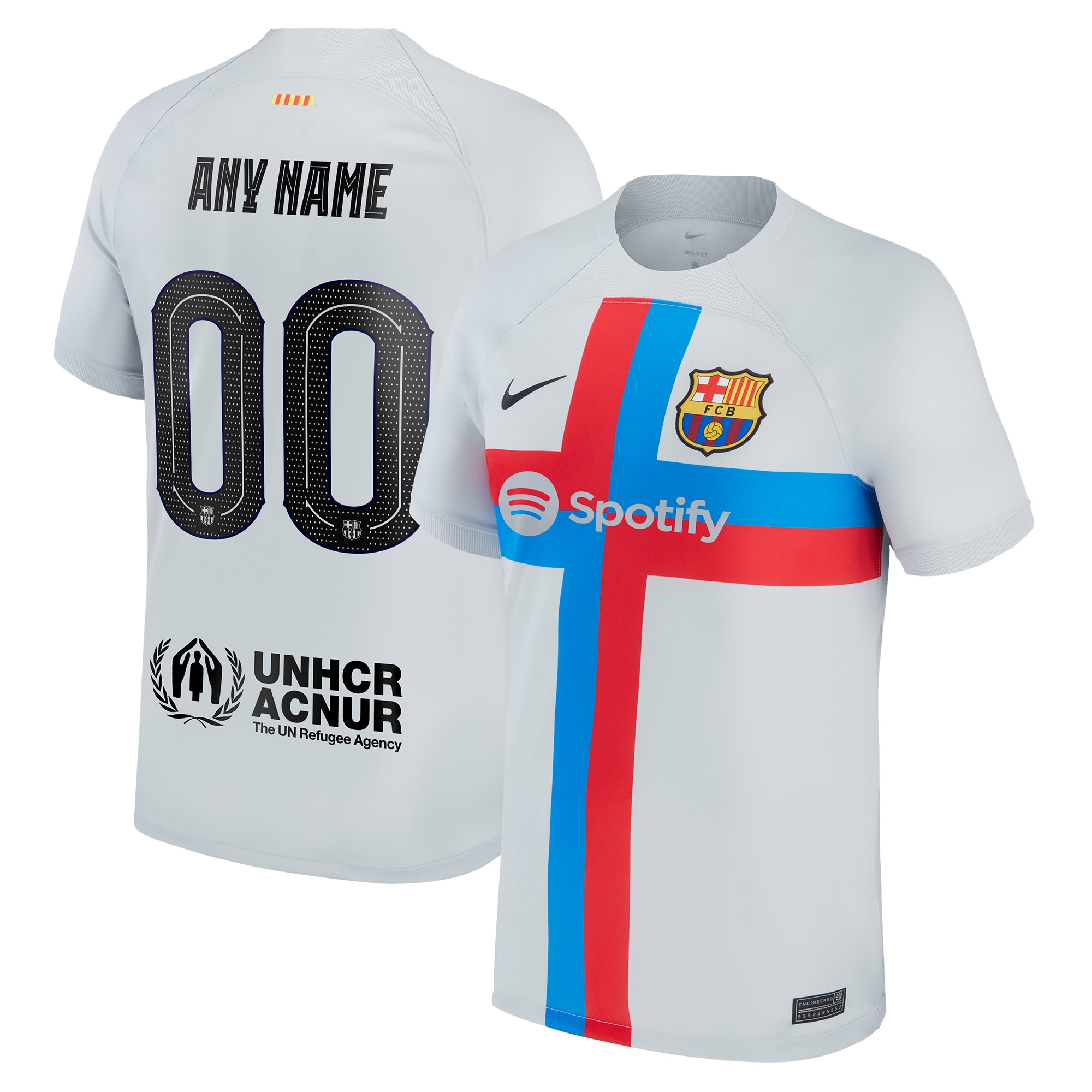 Barcelona 2022/23 Third Breathe Stadium Replica Custom Jersey – Gray