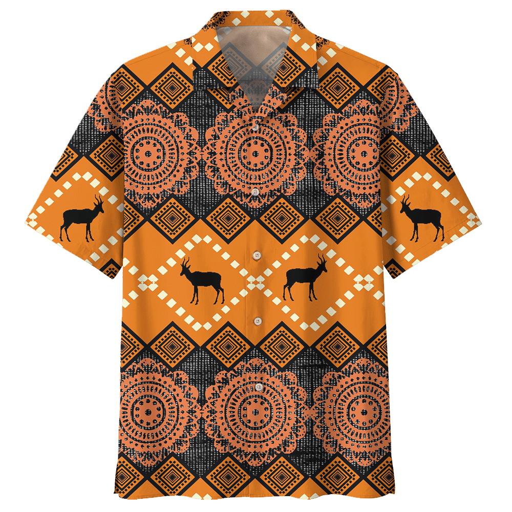 Bohemian Orange High Quality Unisex Hawaii Shirt For Men And Women Ha12340