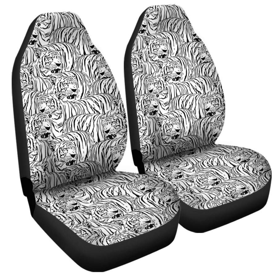 Black And White Tiger Pattern Print Universal Fit Car Seat Covers