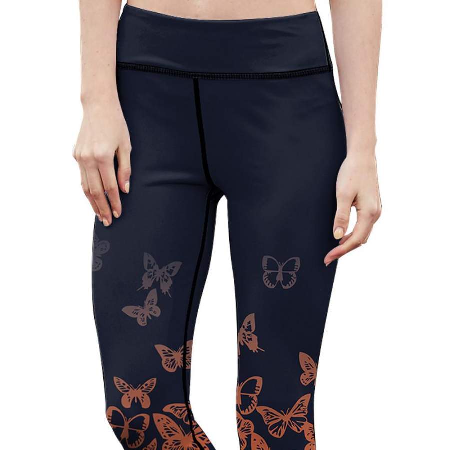 Orange Butterfly Fitness Leggings