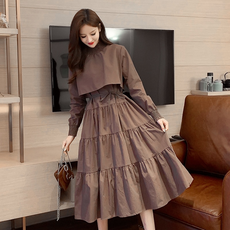 2020 autumn and winter fairy air big swing dress super fairy literary French tea break waist retro women’s dress alx