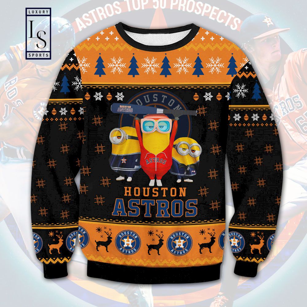 Houston Astros Minion Gift For Fan Ugly Wool Sweater Christmas