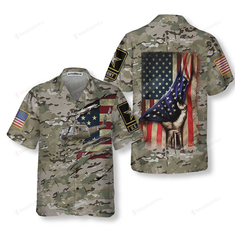 3D Us Army Helicopter Camouflage Hawaiian Shirt