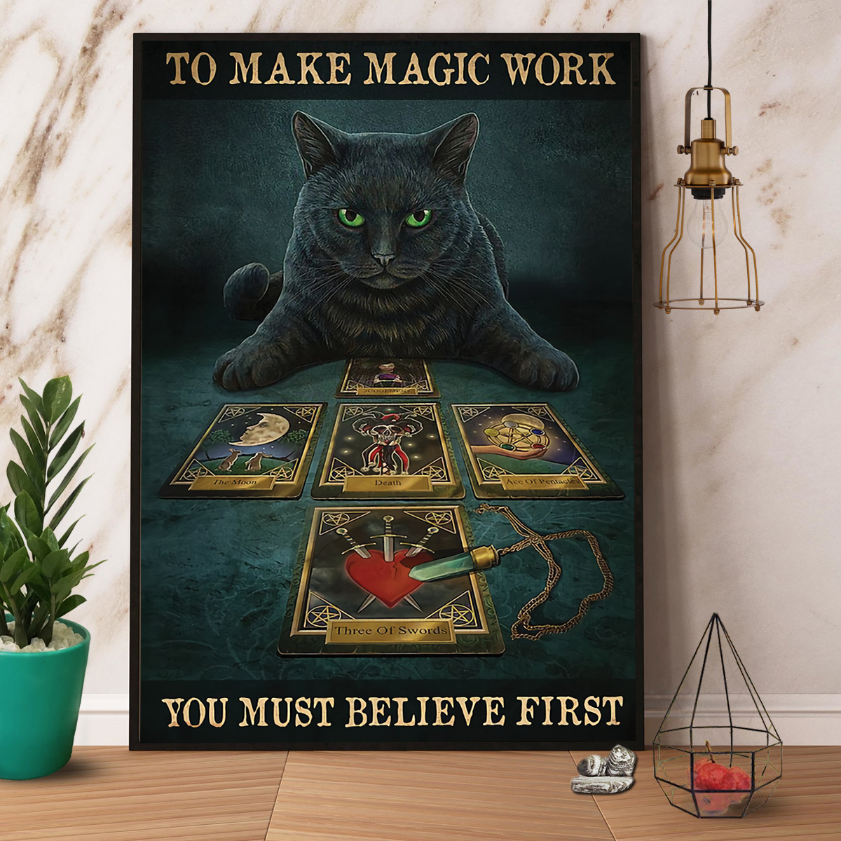 Black Cat Tarot To Make Magic Work Halloween Canvas And Poster, Canvas Prints, My Poster Wall, Canvas Wall Art, Wall Decor Visual Art, Halloween Gift, Happy Halloween