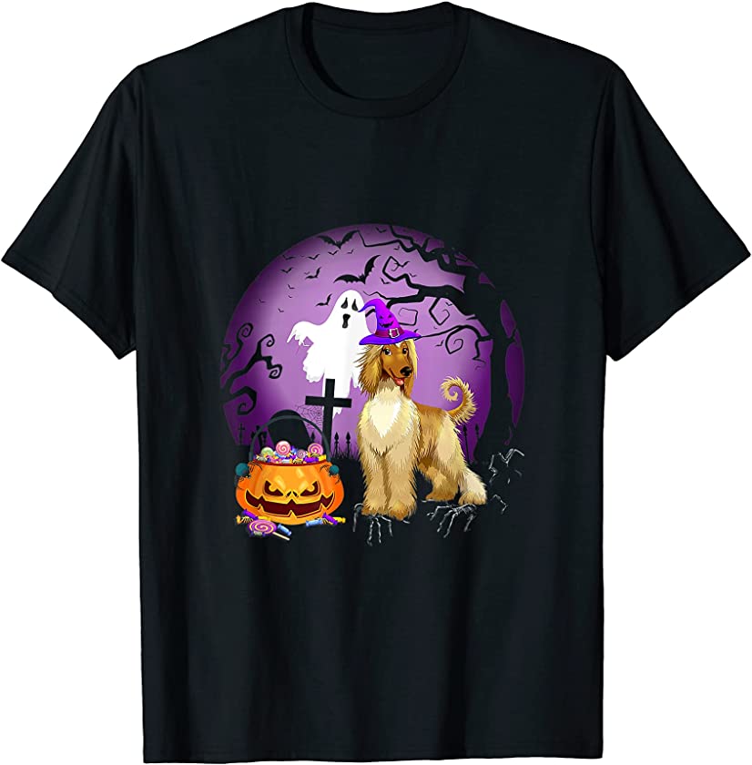 Afghan Hound Dog Candy Pumpkin Halloween Lover T-Shirt