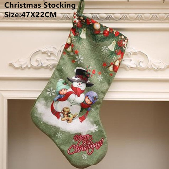 Christmas Stockings Santa Sacks Christmas Decorations For Home Candy Bag Hanging Xmas Tree Ornament Noel Presents New Year 2022