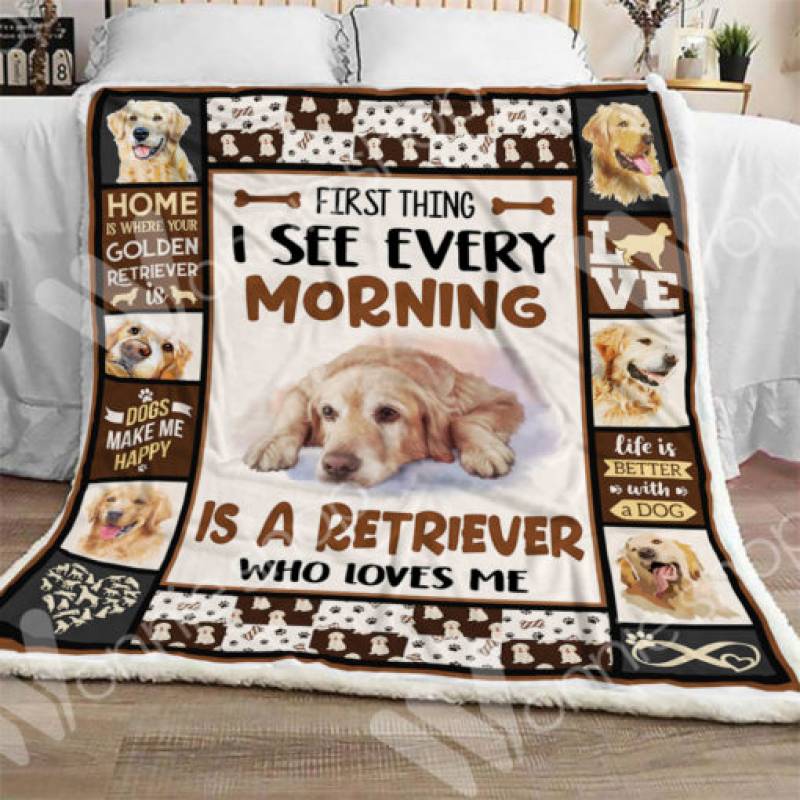 Golden Retriever Dog Sherpa Blanket NOV0801 95O35