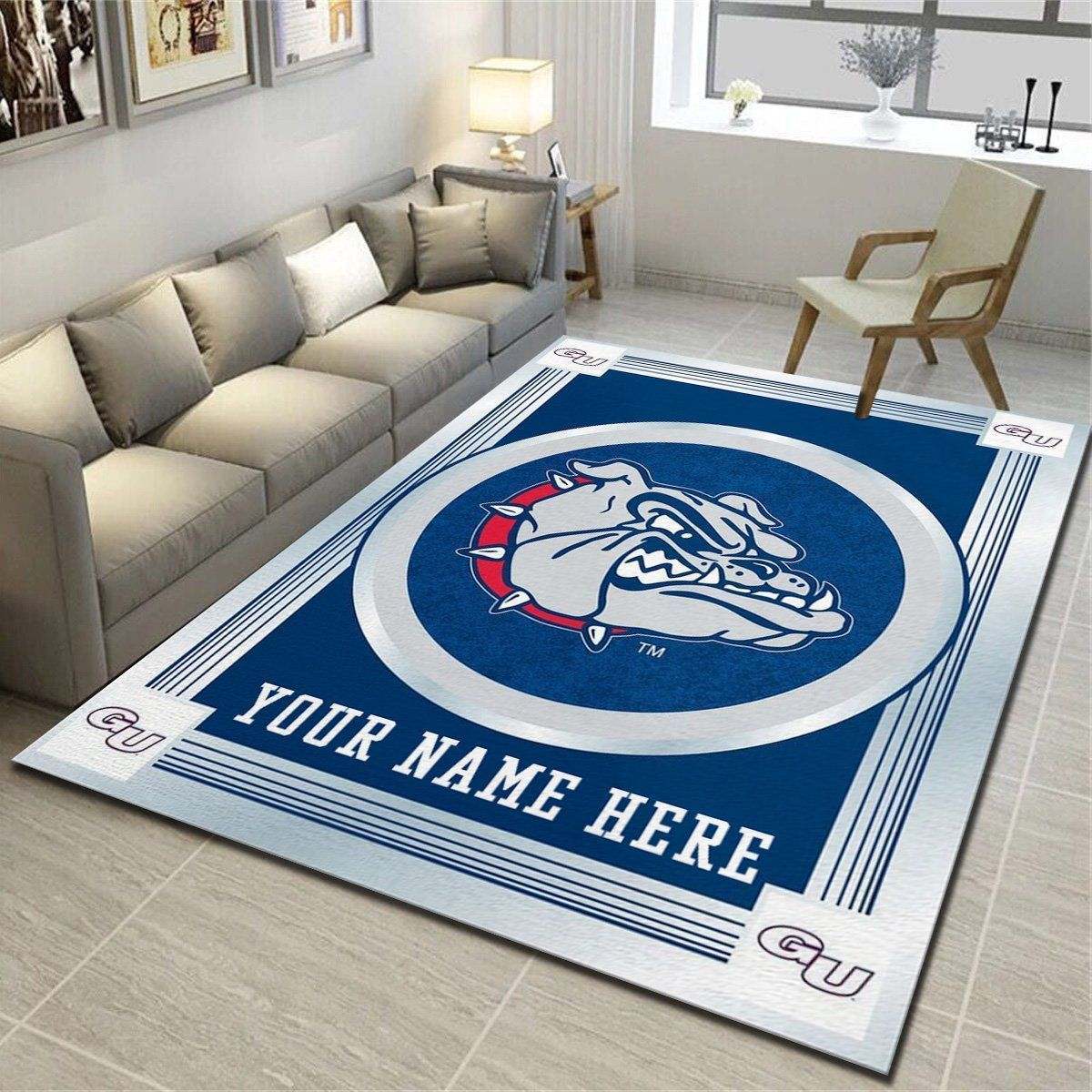 Gonzaga Bulldogs Personalized Area Rugs, Team Living Room Carpet, Customized Floor Mat