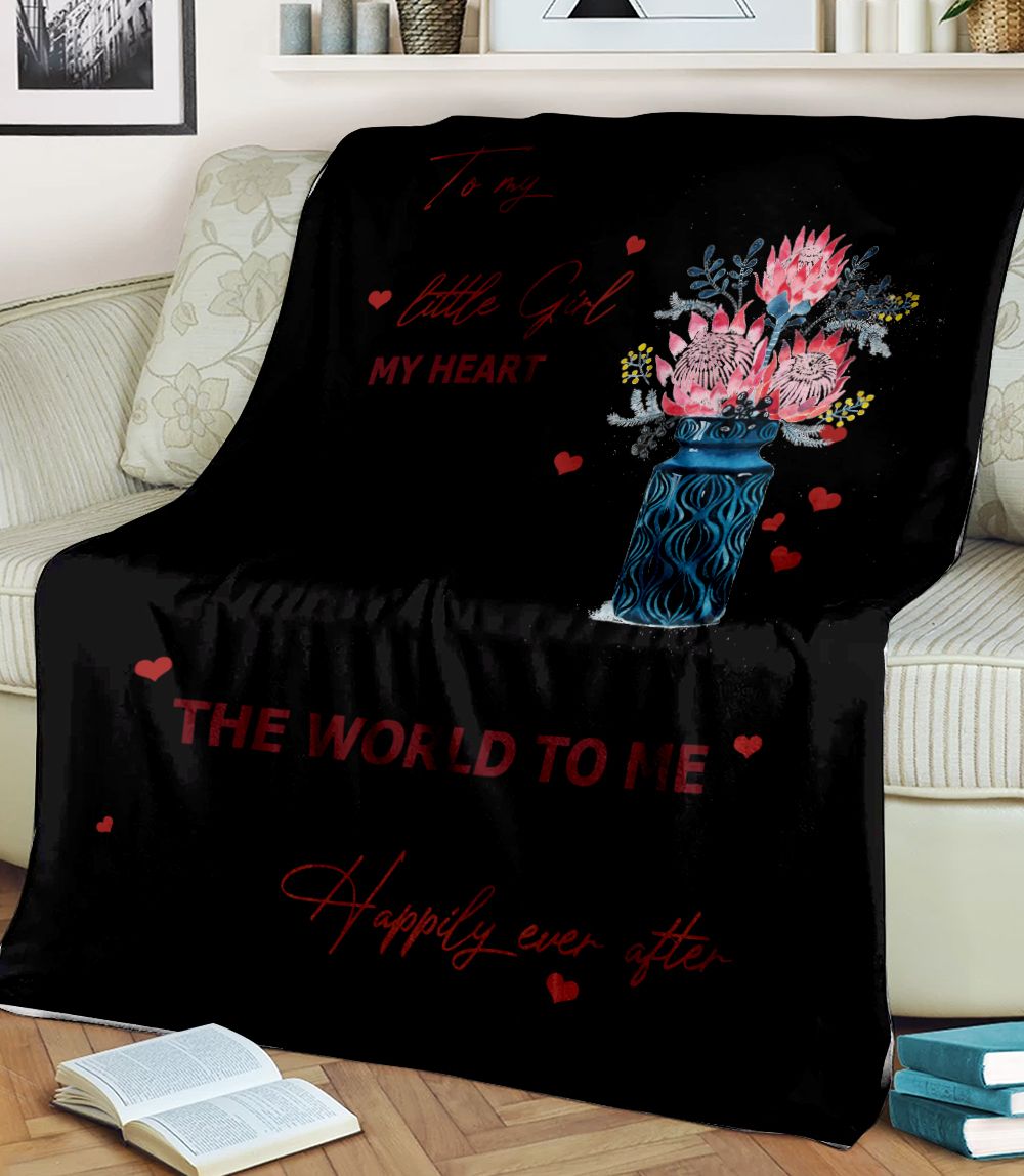 To My Daughter My Heart The World To Me Love Mom Fleece Blanket