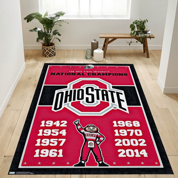 Collegiate Ohio State University Champions Rug Living Room Rug US Gift Decor