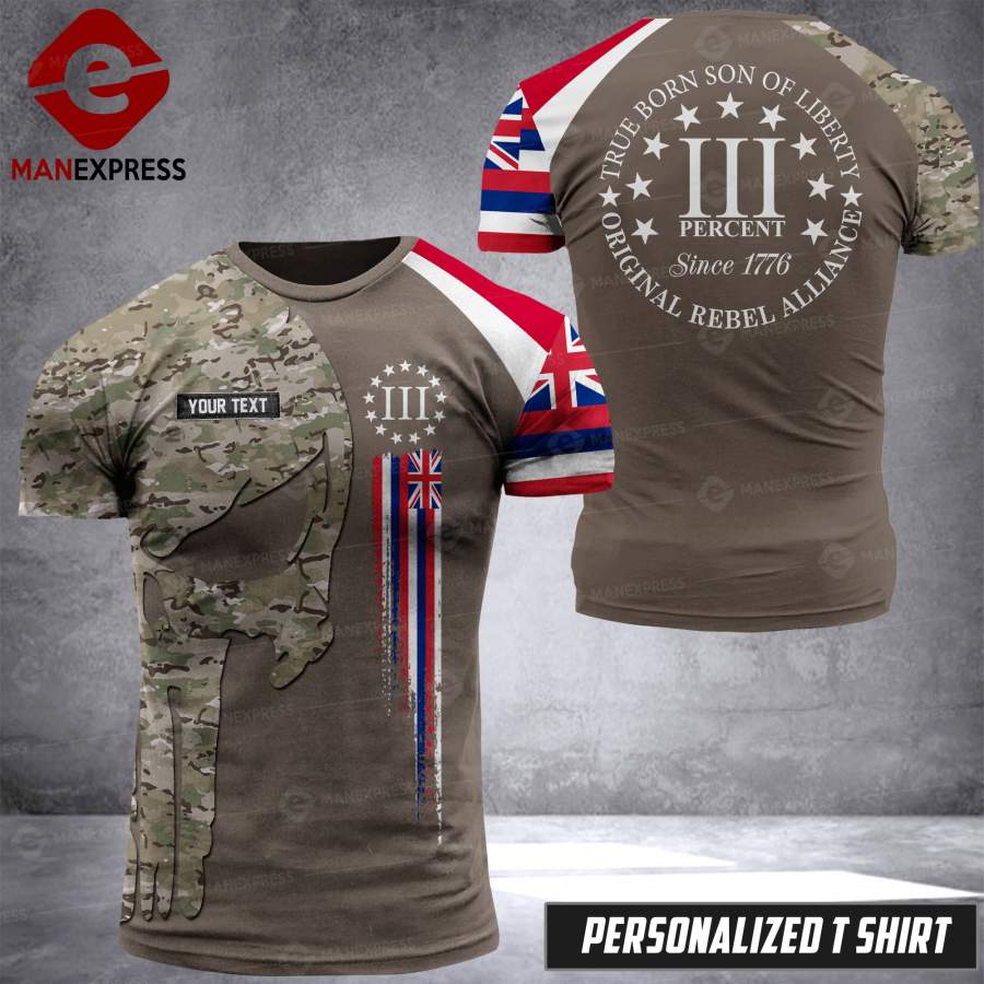 Mtp Hawaiian Three Percenters Camo Customize T Shirt Sonq Ha16033