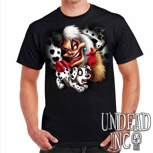 Villains Cruella De Vil Dalmatian Puppy Variant – Mens T Shirt