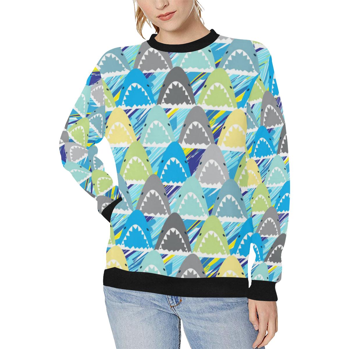 Shark Head Pattern Women’s Crew Neck Sweatshirt