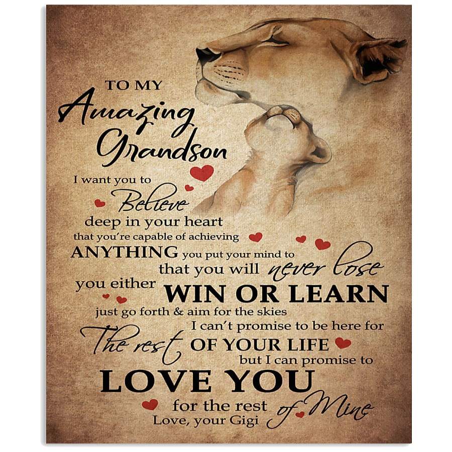 That’s Lovely Words With Lion Image For Amazing Grandson Vertical Poster