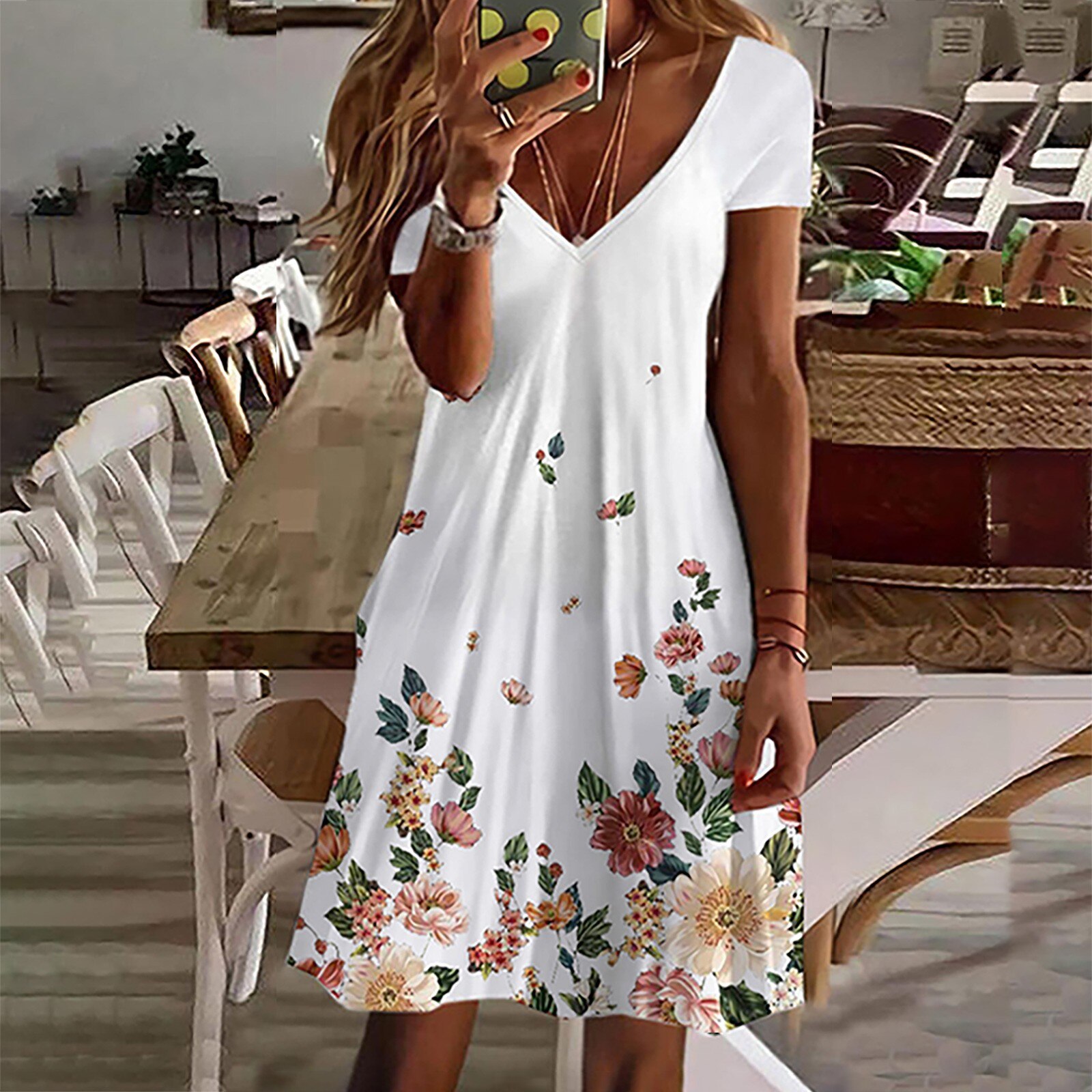 Women New Loose Vintage Ruffles Casual Befree Dress Large Big Summer Floral Printed Party Beach Mini Dresses Plus Sizes Vestidos alx