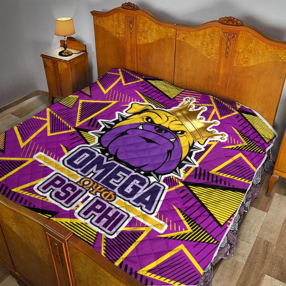 Bulldog Omega Psi Phi Blanket Soror Fraternity All Over Printed