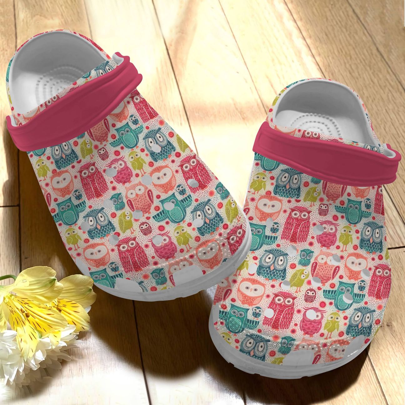 Owl Personalize Clog, Custom Name, Text, Fashion Style For Women, Men, Kid, Print 3D Owl Pink