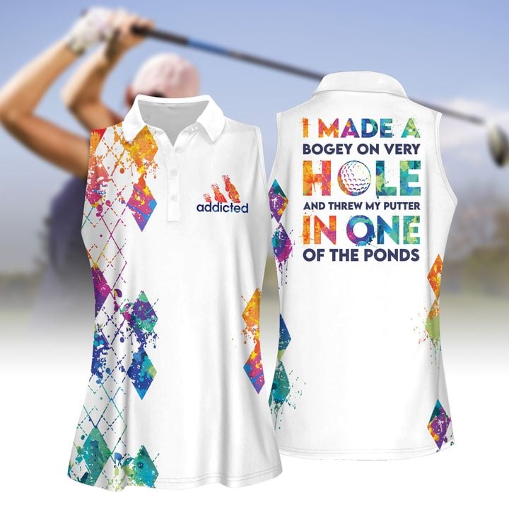 Argyle Style I Made A Hole In One Women Short Sleeve Polo Shirt, Sleeveless Polo Shirt