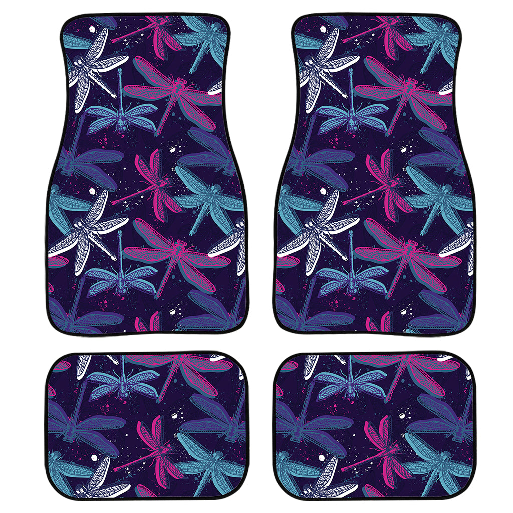 Trippy Dragonfly Pattern Print Front And Back Car Floor Mats, Front Car Mat