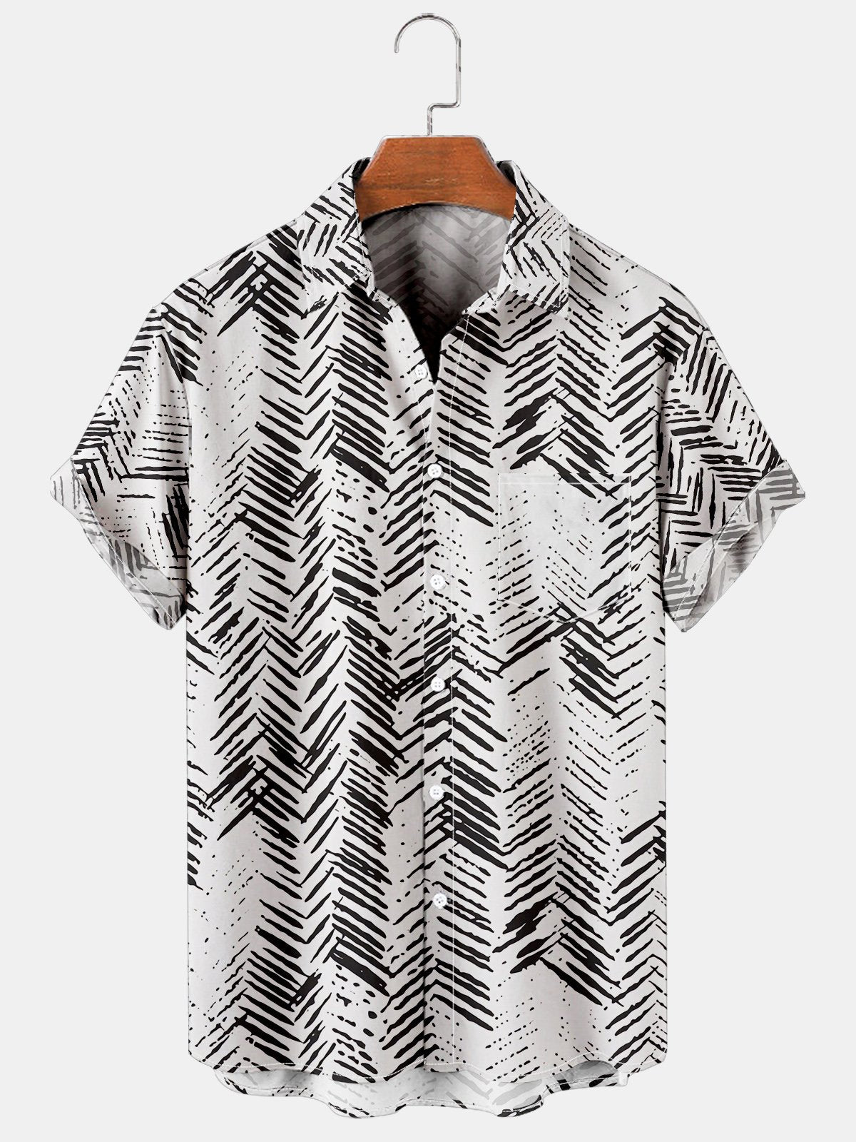 Vacation Leisure Striped Geometric Pattern Hawaii Style Printed Shirt Top Ha17350