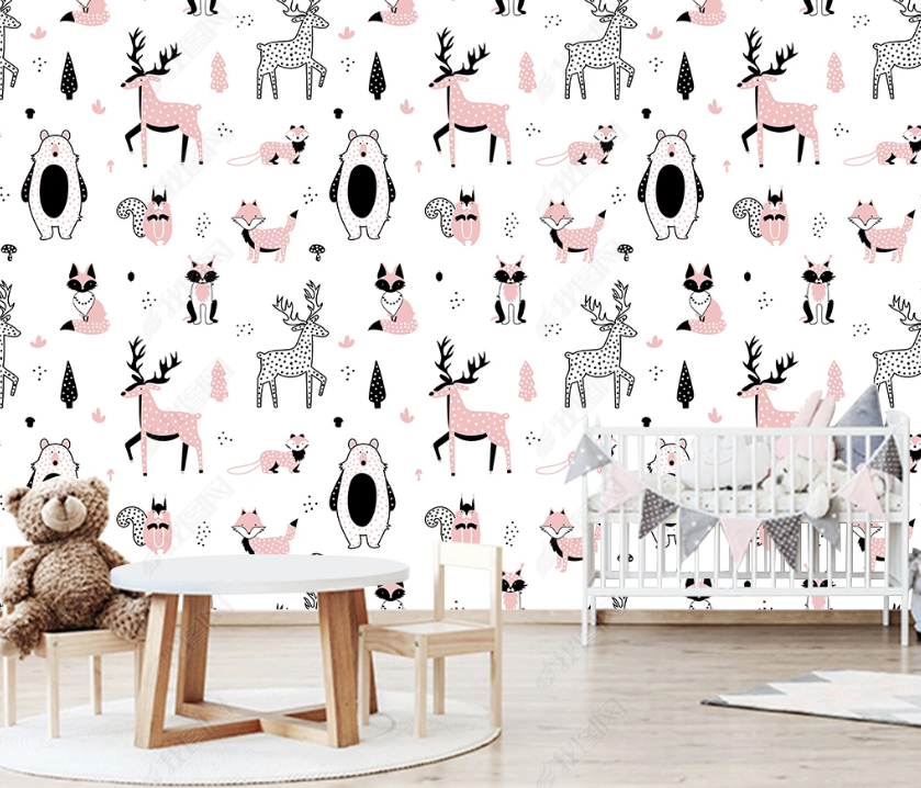 3D Hand Drawn Animal Elk Wall Mural Wallpaper Lqh 123