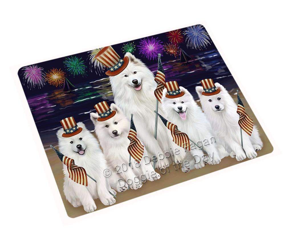 4Th Of July Independence Day Firework Samoyed Dogs Blanket Blnkt56496 (37X57 Sherpa)