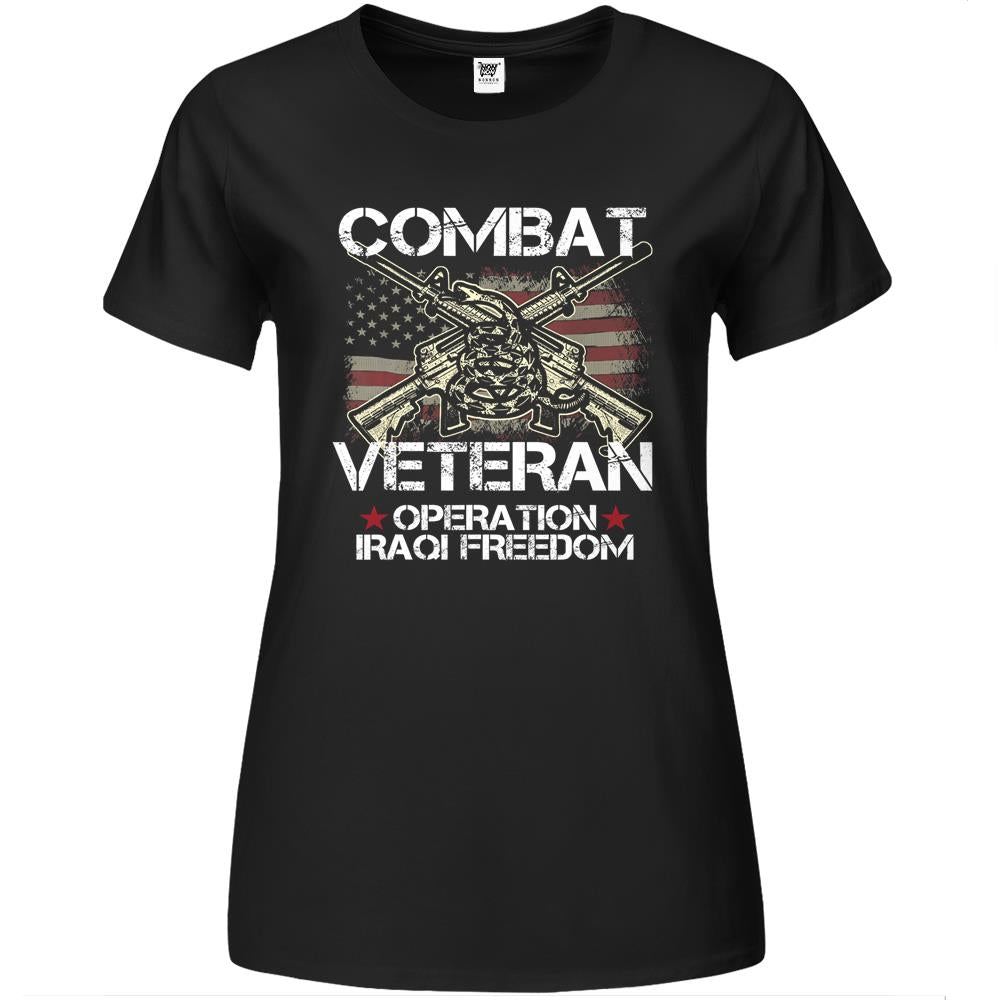 Combat Veteran Iraqi Freedom Military Usa American Flag Gift Premium Womens Tshirts