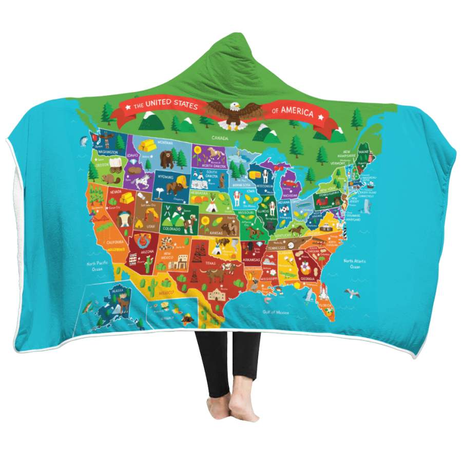 Animals In The USA Custom Hooded Blanket