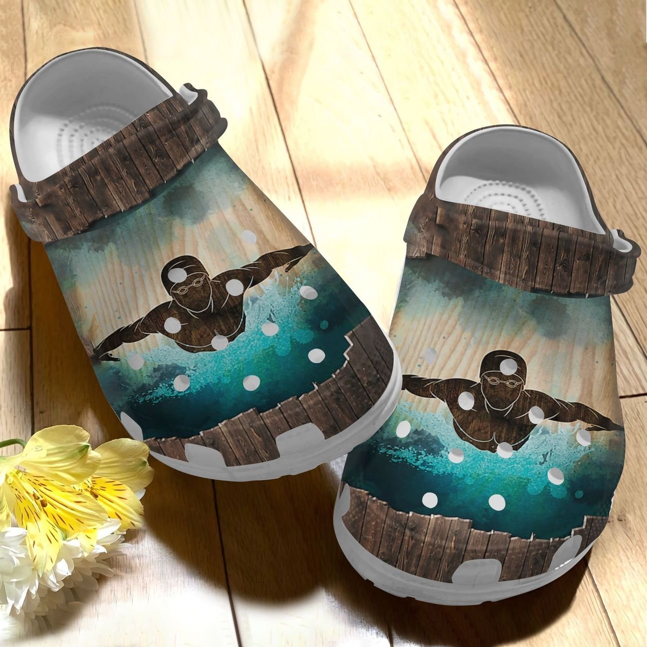 Swimming Personalized Clog, Custom Name, Text, Color, Number Fashion Style For Women, Men, Kid, Print 3D Swimming V1