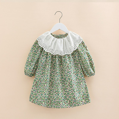 2022 Spring Autumn 2 3 4 5 6 8 10 Years Children Clothes Sweet Long Sleeve Lace Princess Floral Cotton Dress For Kids Baby Girl alx