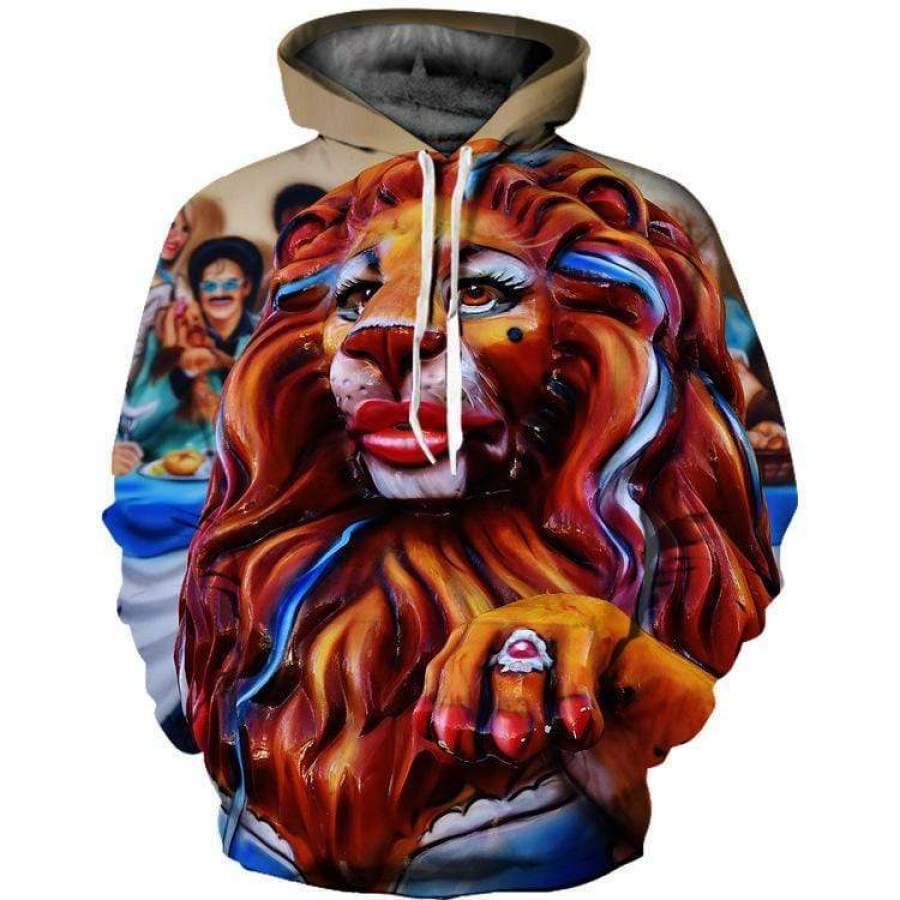 “Makeup Lion 2” Couple 3D Print Hooded Sweatshirt