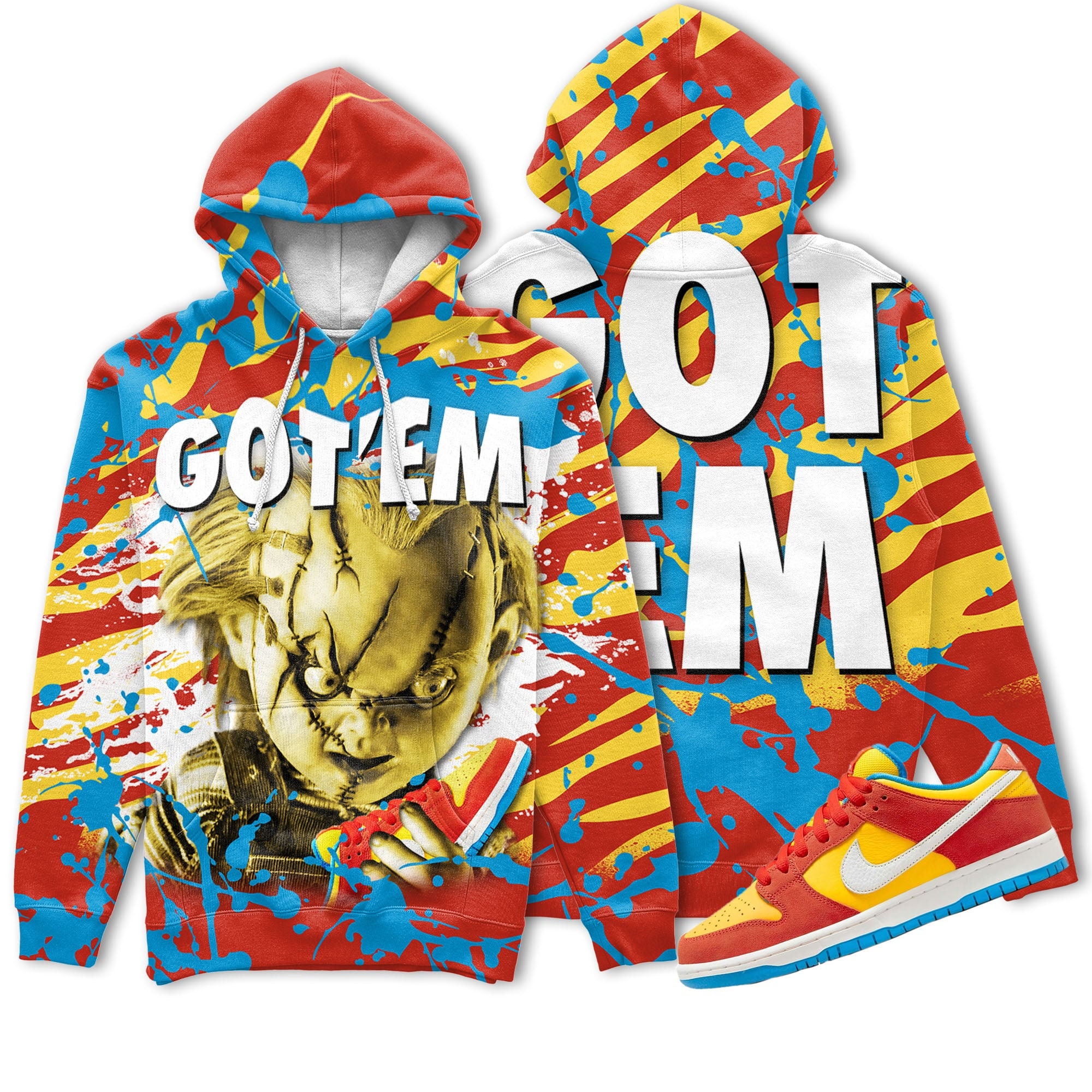 Chucky Gotem 3D Zebra Stripes Paint Unisex matching Hoodie 3d SB Dunk Low Pro Bart Simpson hoodie trending 2022,Jordan MatchHoodie