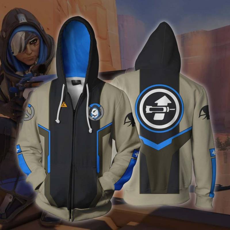 Ana Inspired Overwatch Cosplay Zip Up Hoodie