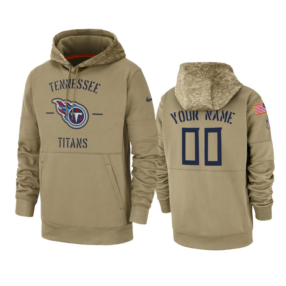 Tennessee Titans Custom Tan 2019 Salute To Service Sideline Therma Pullover Hoodie