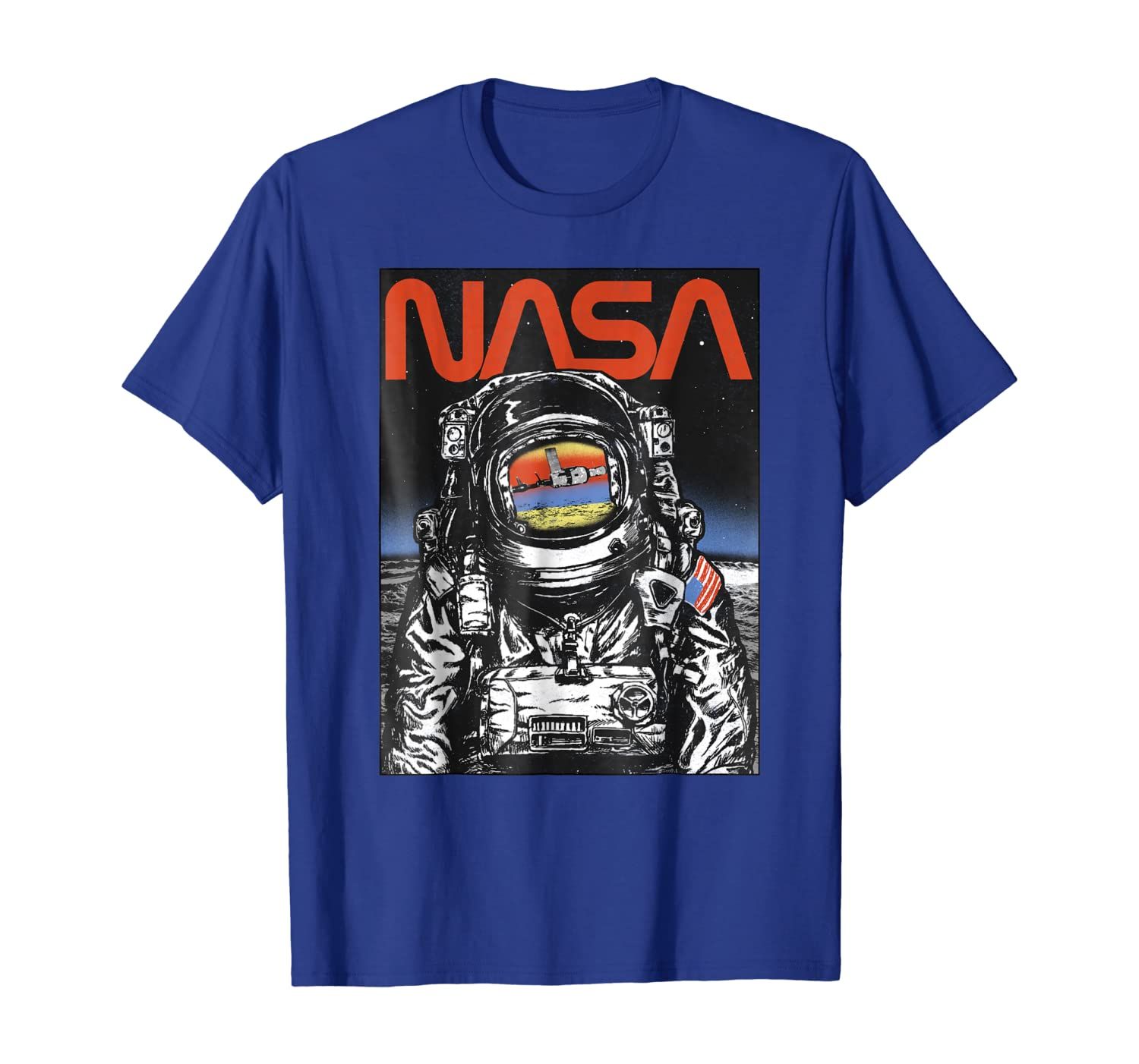 Buy NASA Astronaut Moon Reflection Vintage Retro Graphic T-Shirt