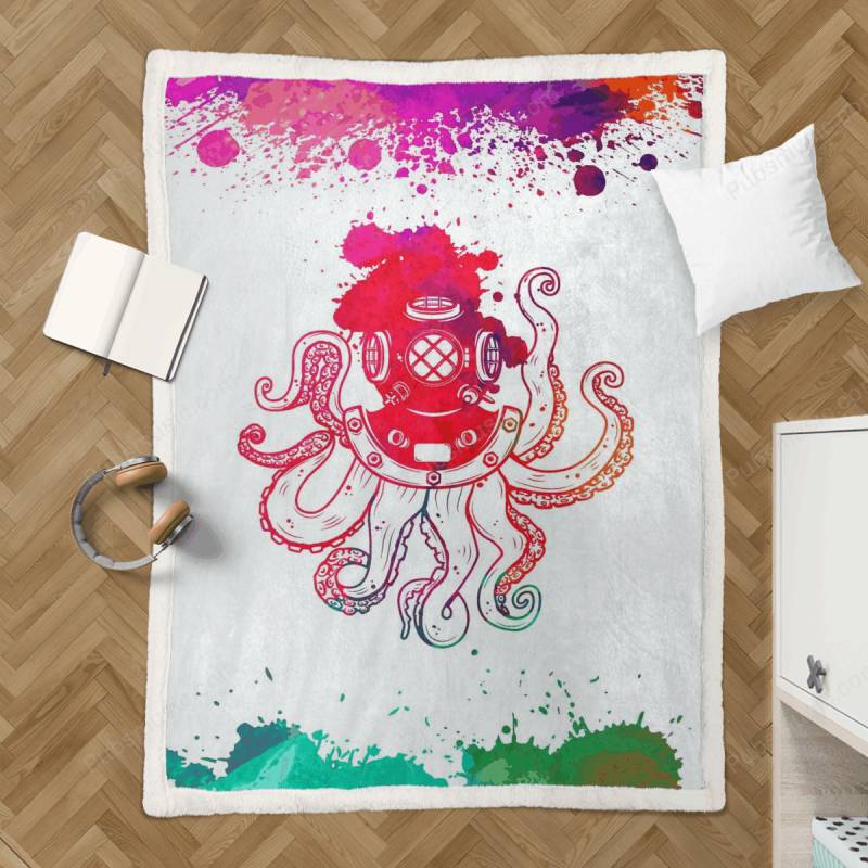 pop art octopus  – Animal Sherpa Fleece Blanket