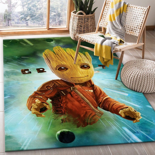 Baby Groot In Space Area Rug For Gift Living Room Rug Home Decor Floor Decor