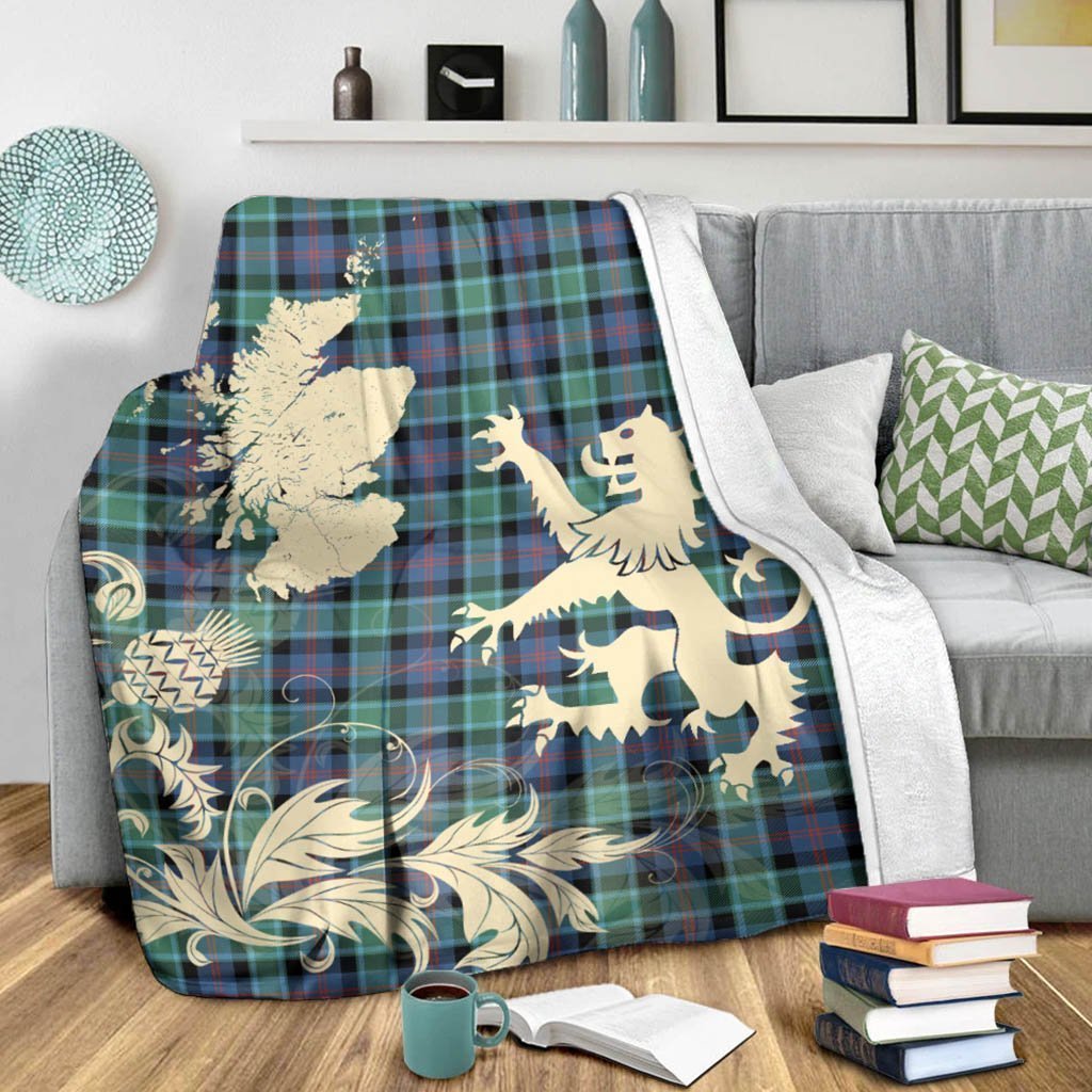 Tartan Blanket Mactaggart Ancient Tartan Scotland Lion Thistle Map Plaid Blanket