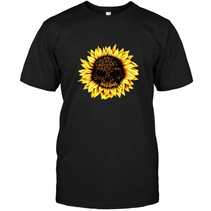 Sunflower Leopard Skull Halloween Tee Shirt Hoodie