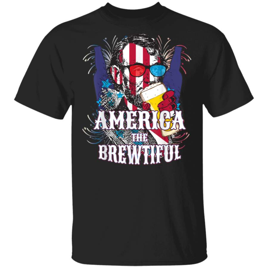 America The Brewtiful President Lincoln Drinking Beer TShirt