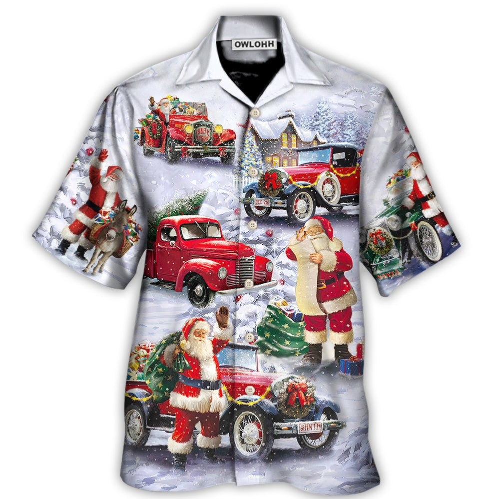 Christmas Santa Claus Funny Red Truck Gift For Xmas Painting Style Hawaii Shirt Ha75563