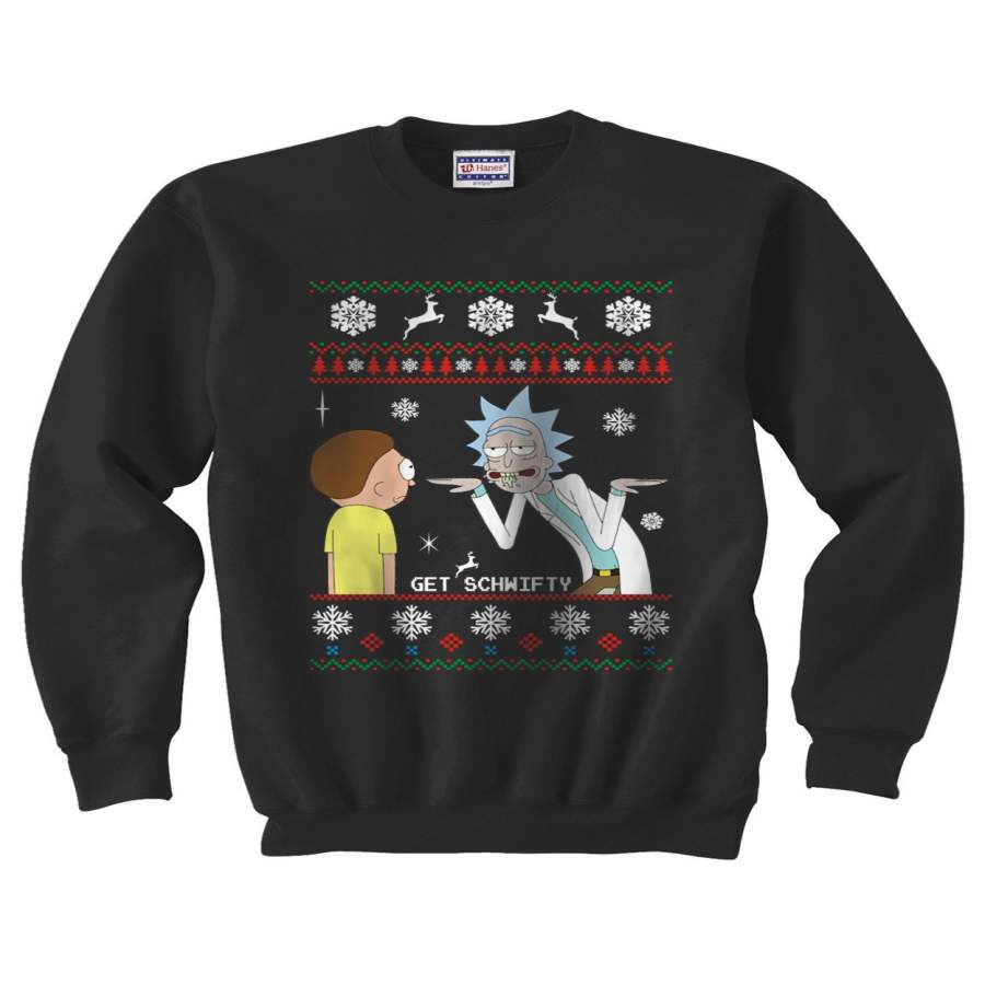 2# Only Get Schwifty Rick and Morty Ugly Sweater Unisex Crewneck Sweatshirt (Adult)