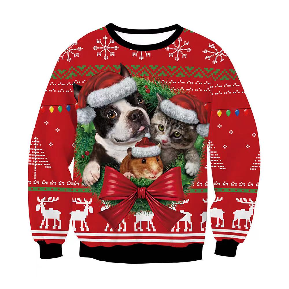 Ugly Christmas Sweaters 3D Funny Cute Snowman Elk Santa Claus Print Jumper 2021 Xmas Gifts Pullovers Tops Holiday Women Clothes alx