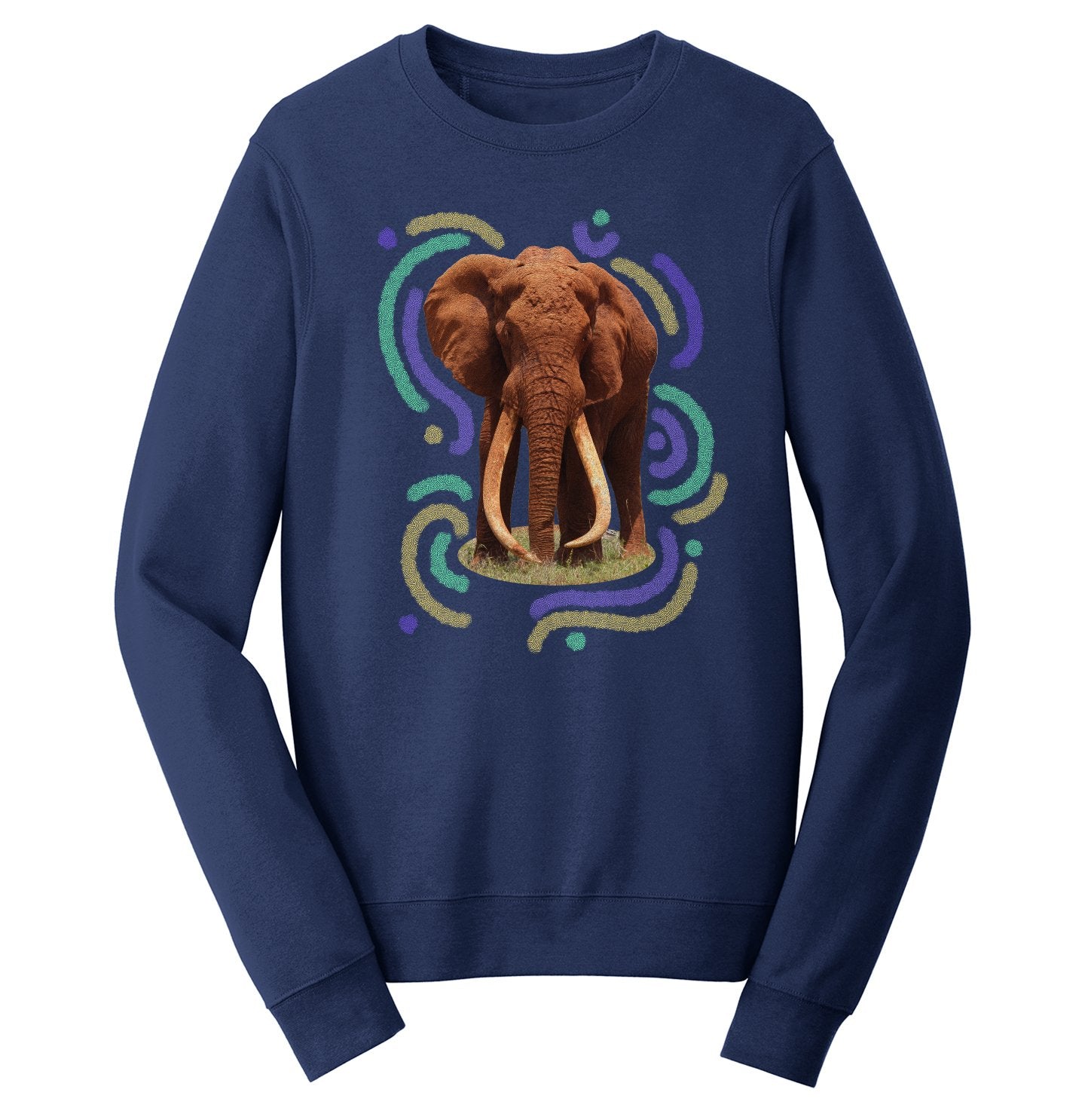 Wiggly Lines Elephant – Adult Unisex Crewneck Sweatshirt