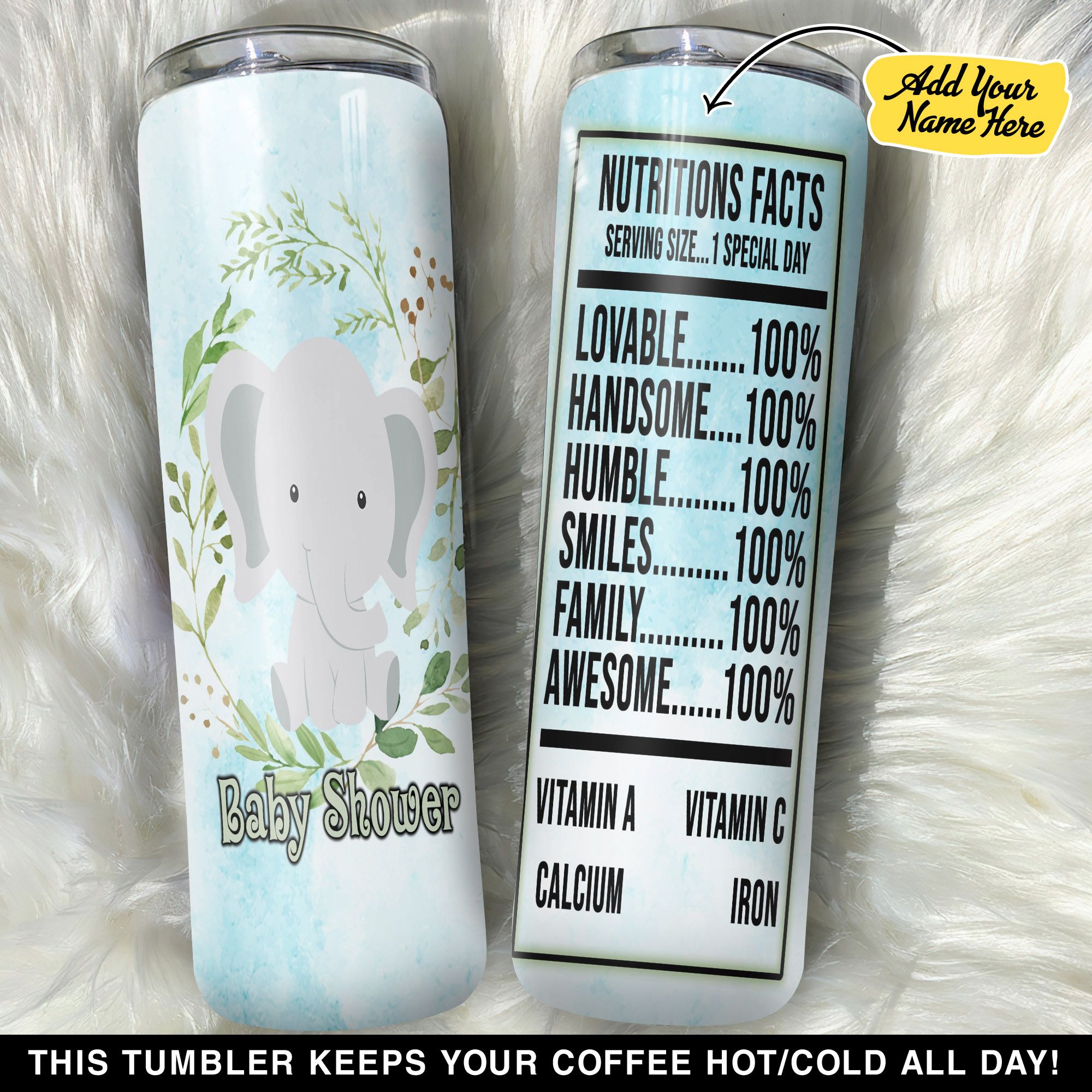 Personalized Elephant Baby Shower GS0201213OD Skinny Tumbler